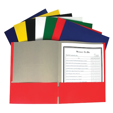 Two-Pocket Paper Folder, No Prongs, Assorted Colors, PK60